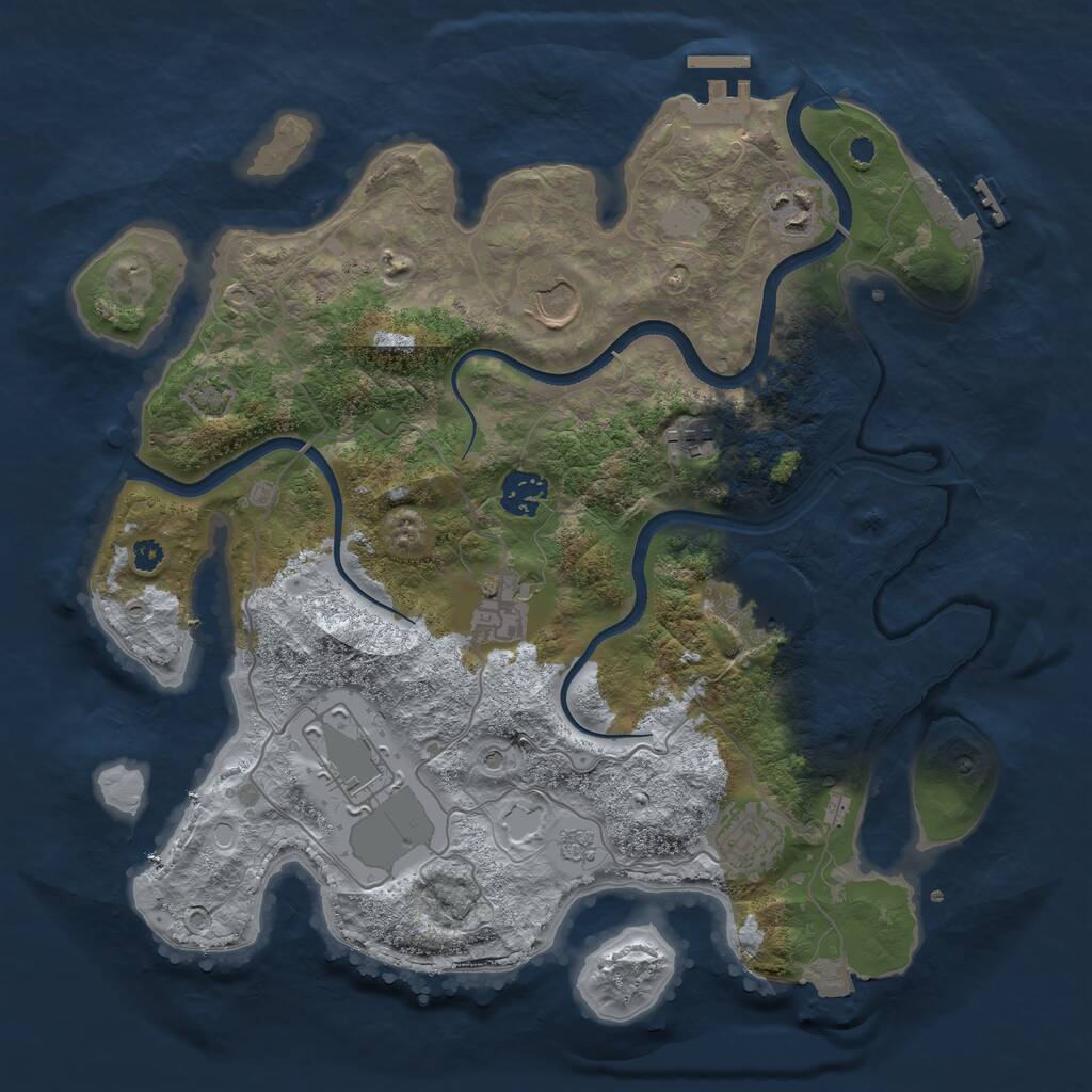 Rust Map: Procedural Map, Size: 3500, Seed: 1641843216, 14 Monuments