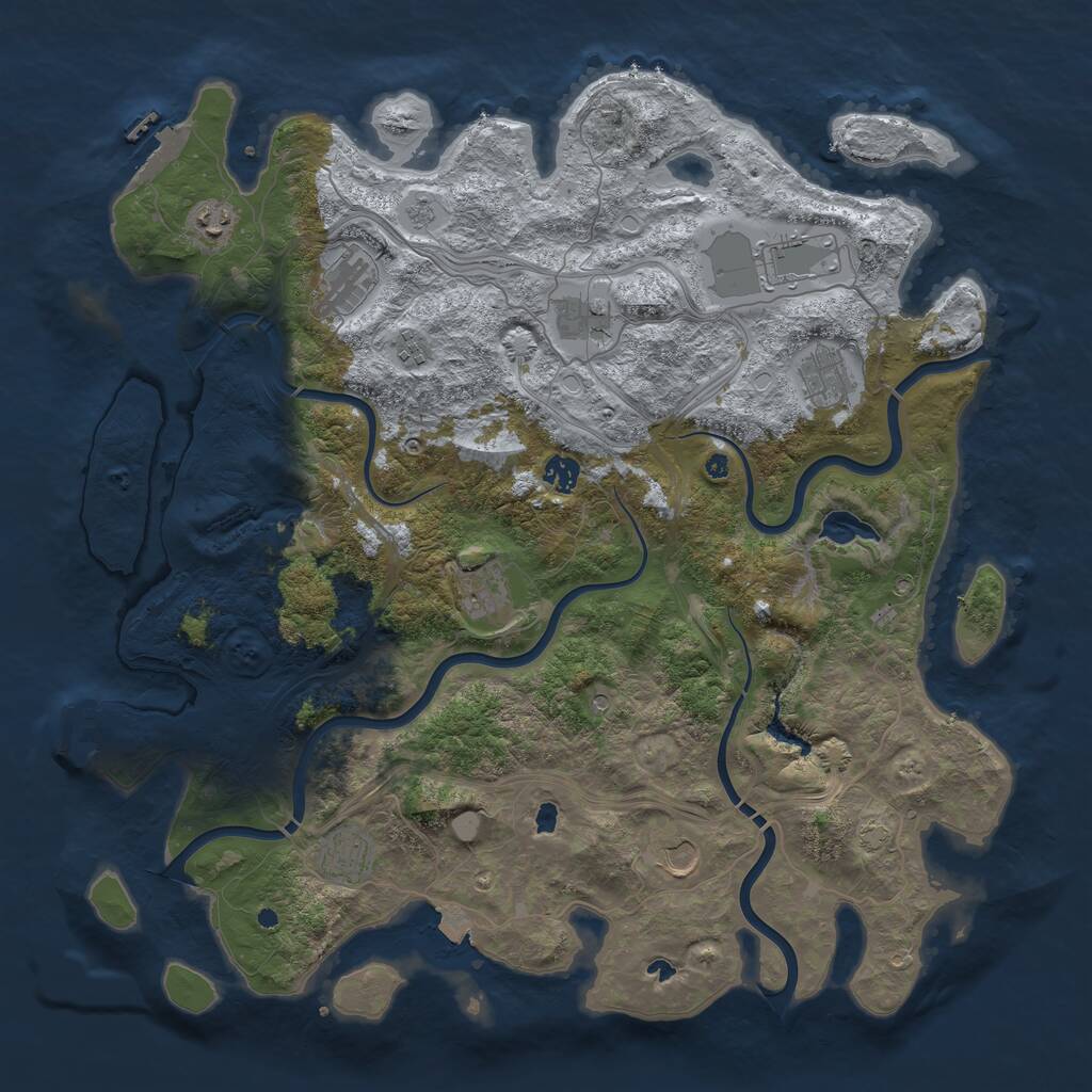Rust Map: Procedural Map, Size: 4500, Seed: 234381995, 16 Monuments