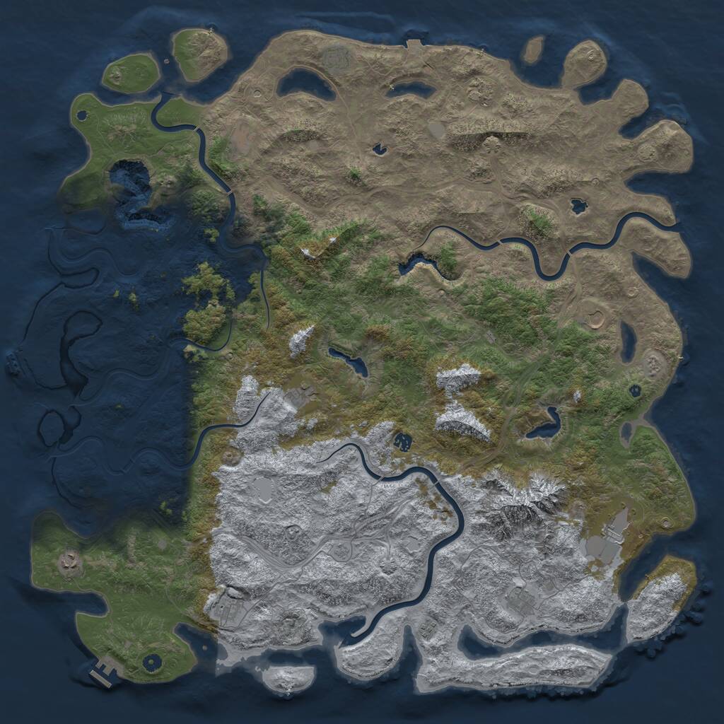 Rust Map: Procedural Map, Size: 6000, Seed: 5400, 17 Monuments