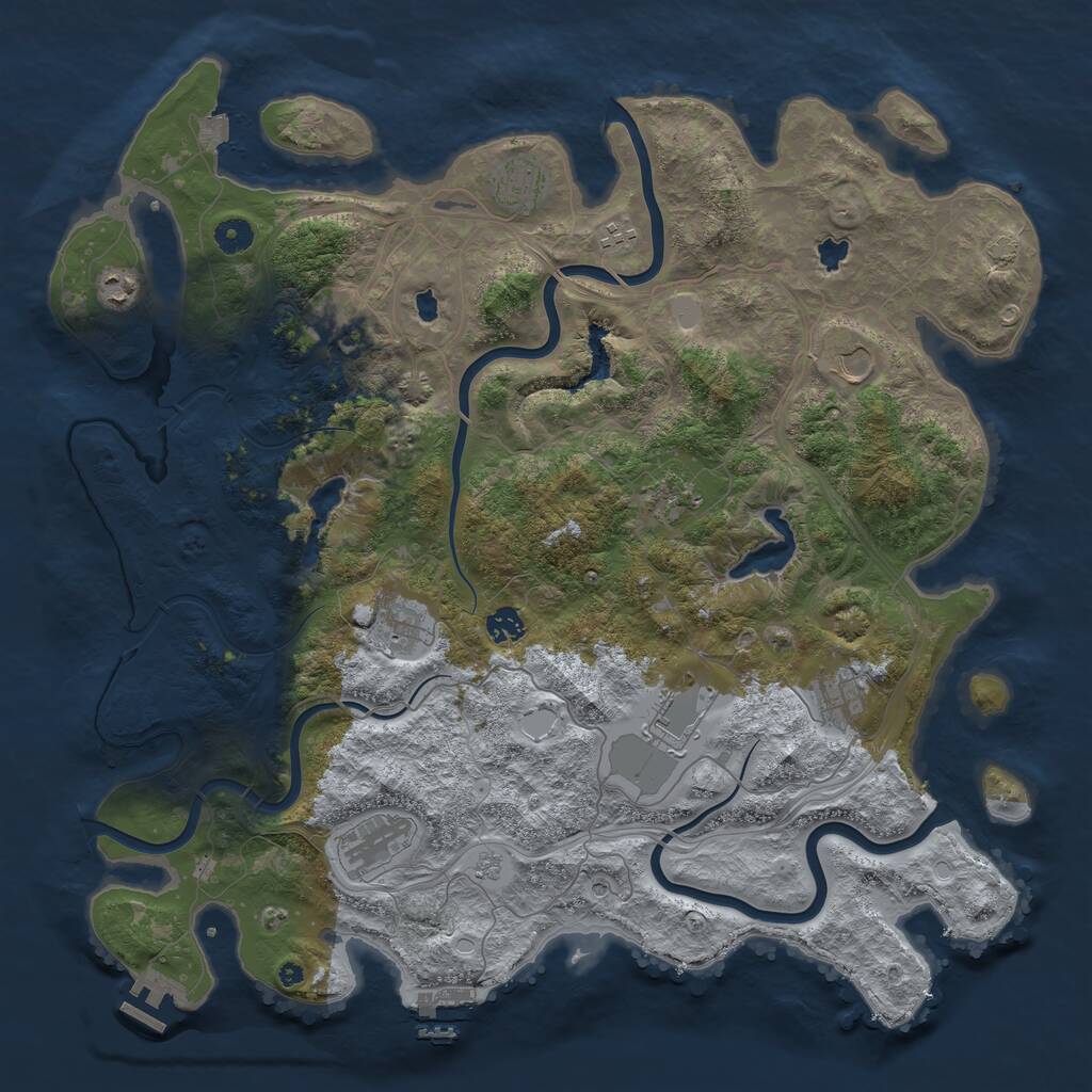 Rust Map: Procedural Map, Size: 4500, Seed: 375924244, 17 Monuments