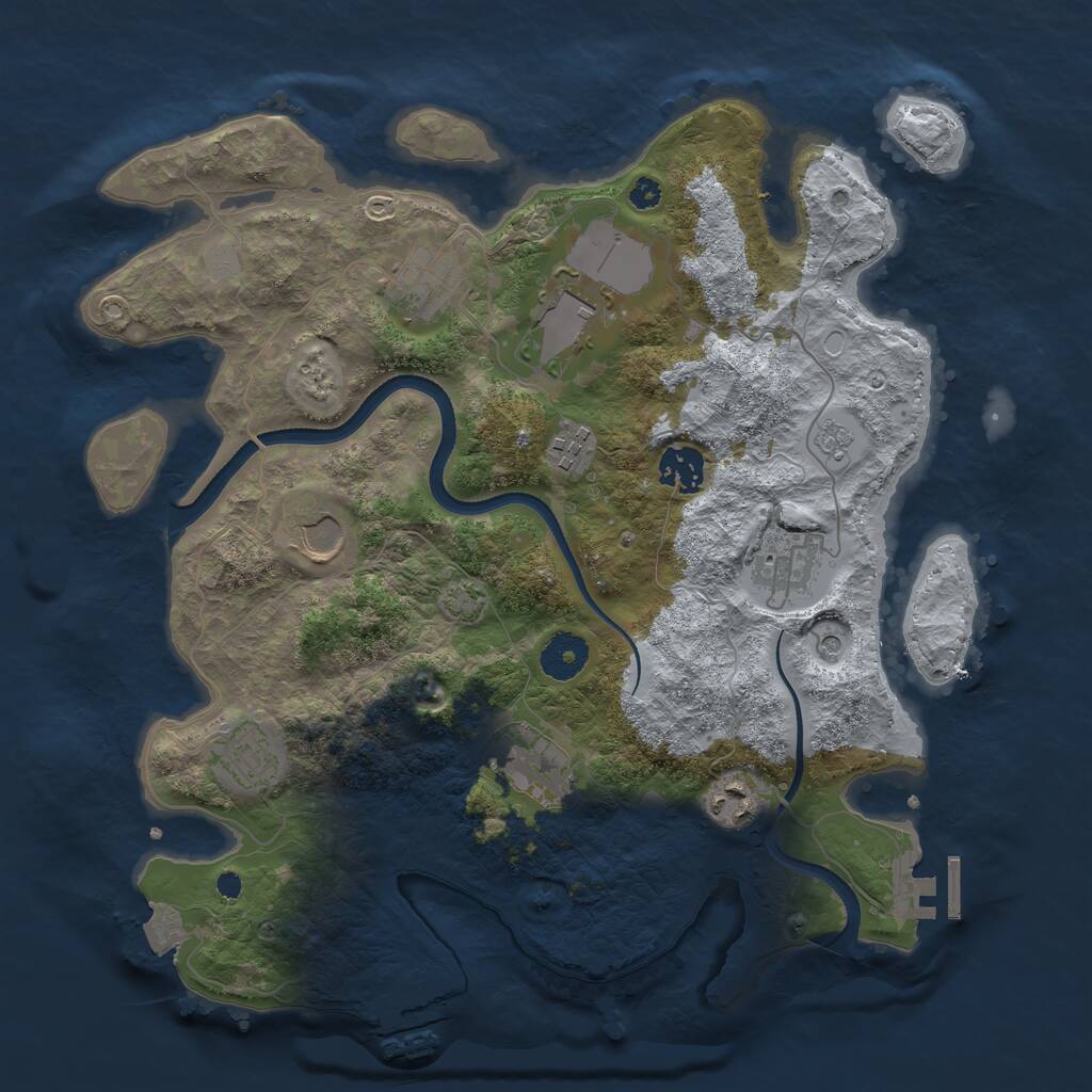 Rust Map: Procedural Map, Size: 3500, Seed: 615618274, 15 Monuments