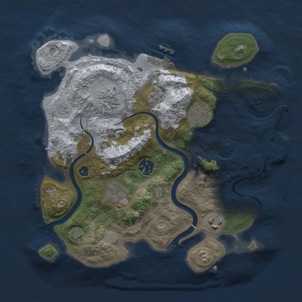 Rust Map: Procedural Map, Size: 3000, Seed: 674374, 12 Monuments