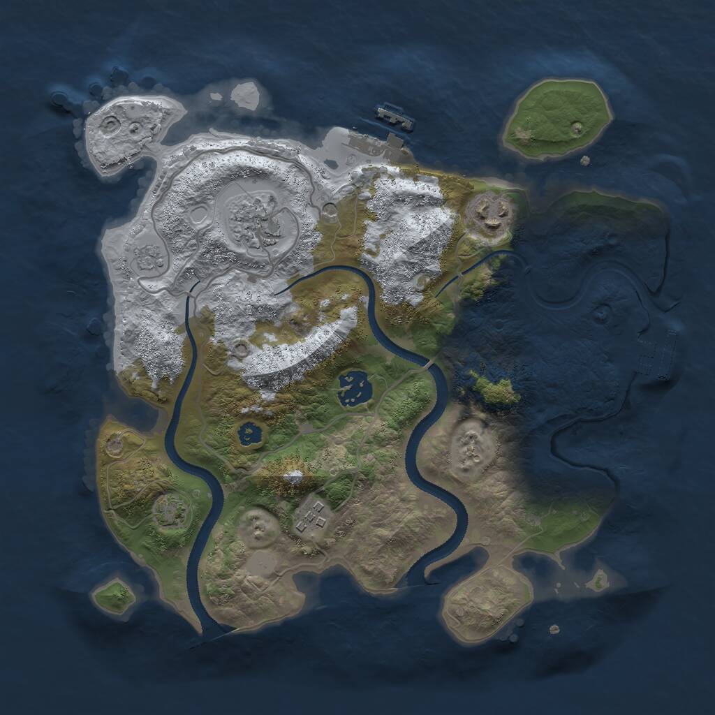 Rust Map: Procedural Map, Size: 3000, Seed: 674374, 10 Monuments