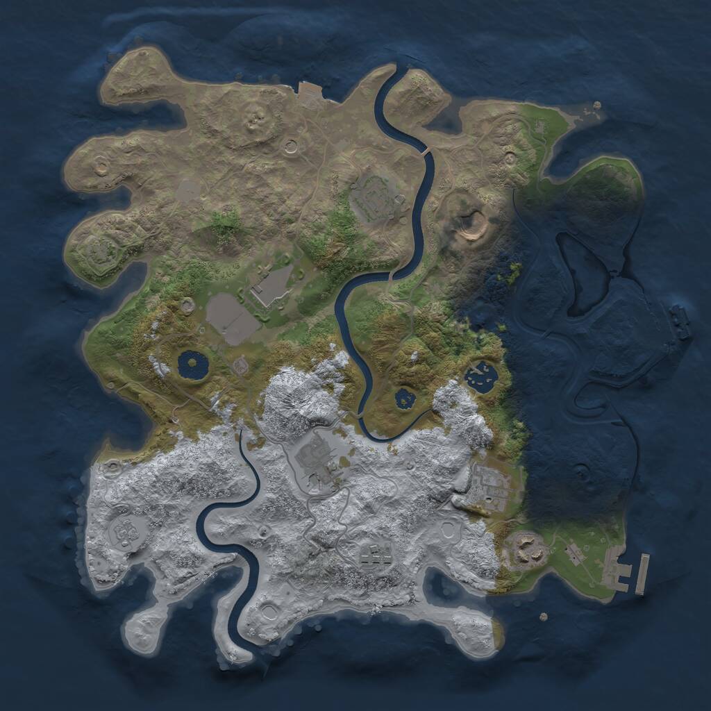 Rust Map: Procedural Map, Size: 3500, Seed: 827727743, 14 Monuments