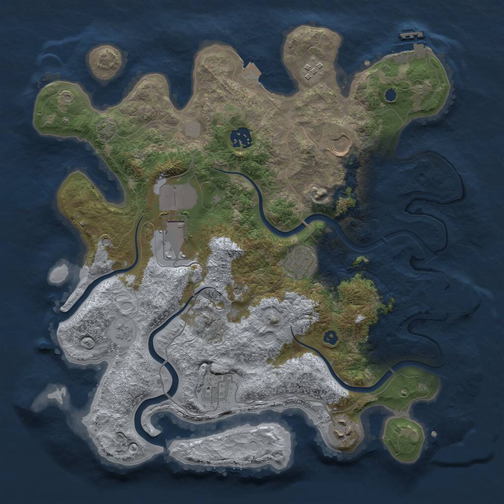 Rust Map: Procedural Map, Size: 3500, Seed: 694898391, 13 Monuments