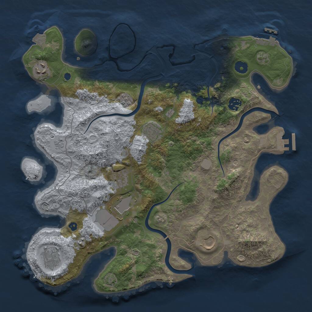 Rust Map: Procedural Map, Size: 3650, Seed: 89162741, 14 Monuments