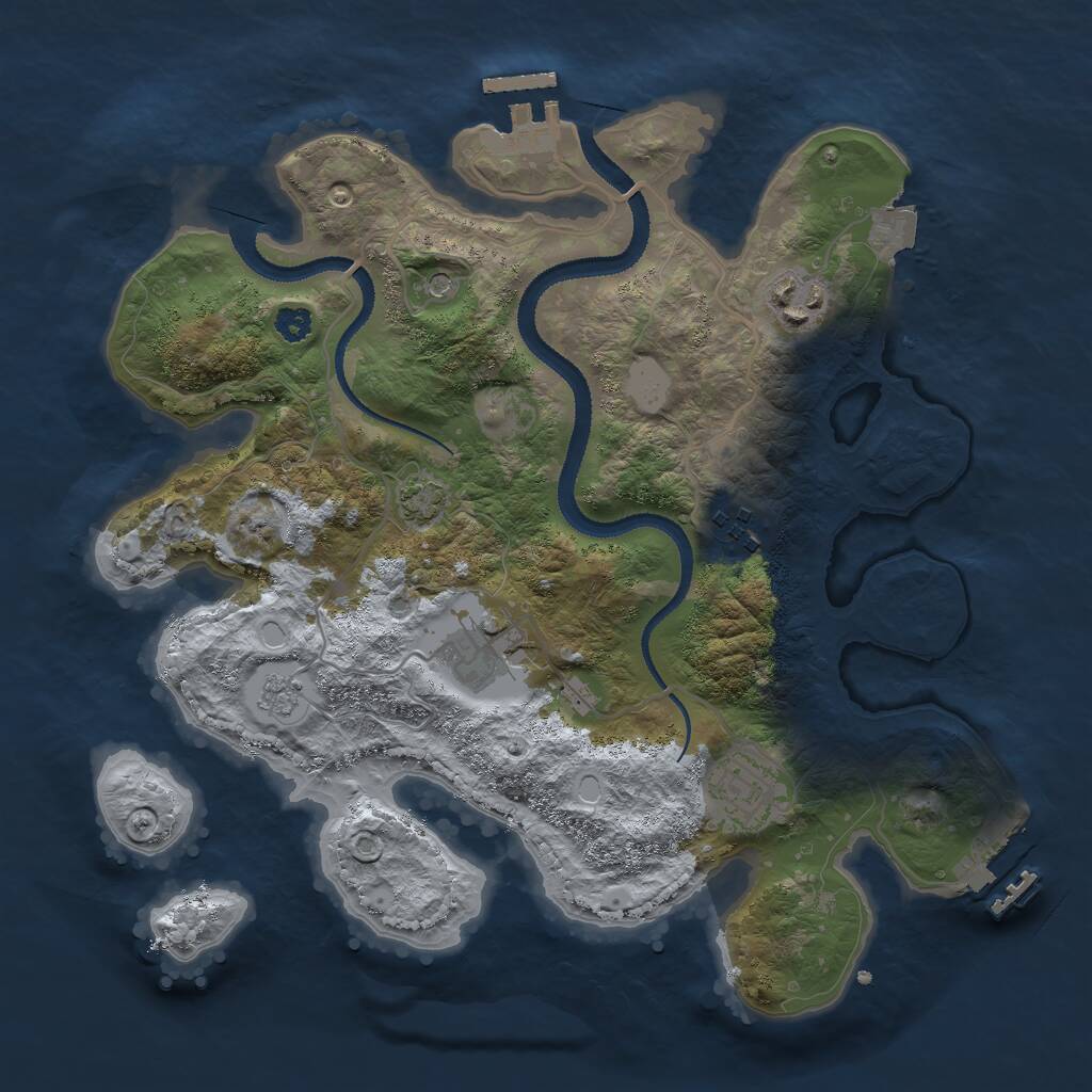 Rust Map: Procedural Map, Size: 3000, Seed: 38746, 10 Monuments