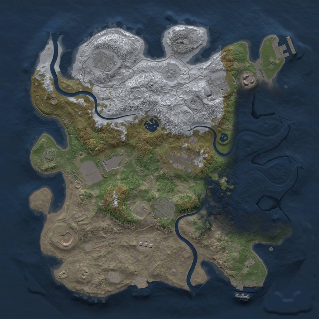Rust Map: Procedural Map, Size: 3500, Seed: 801733643, 15 Monuments