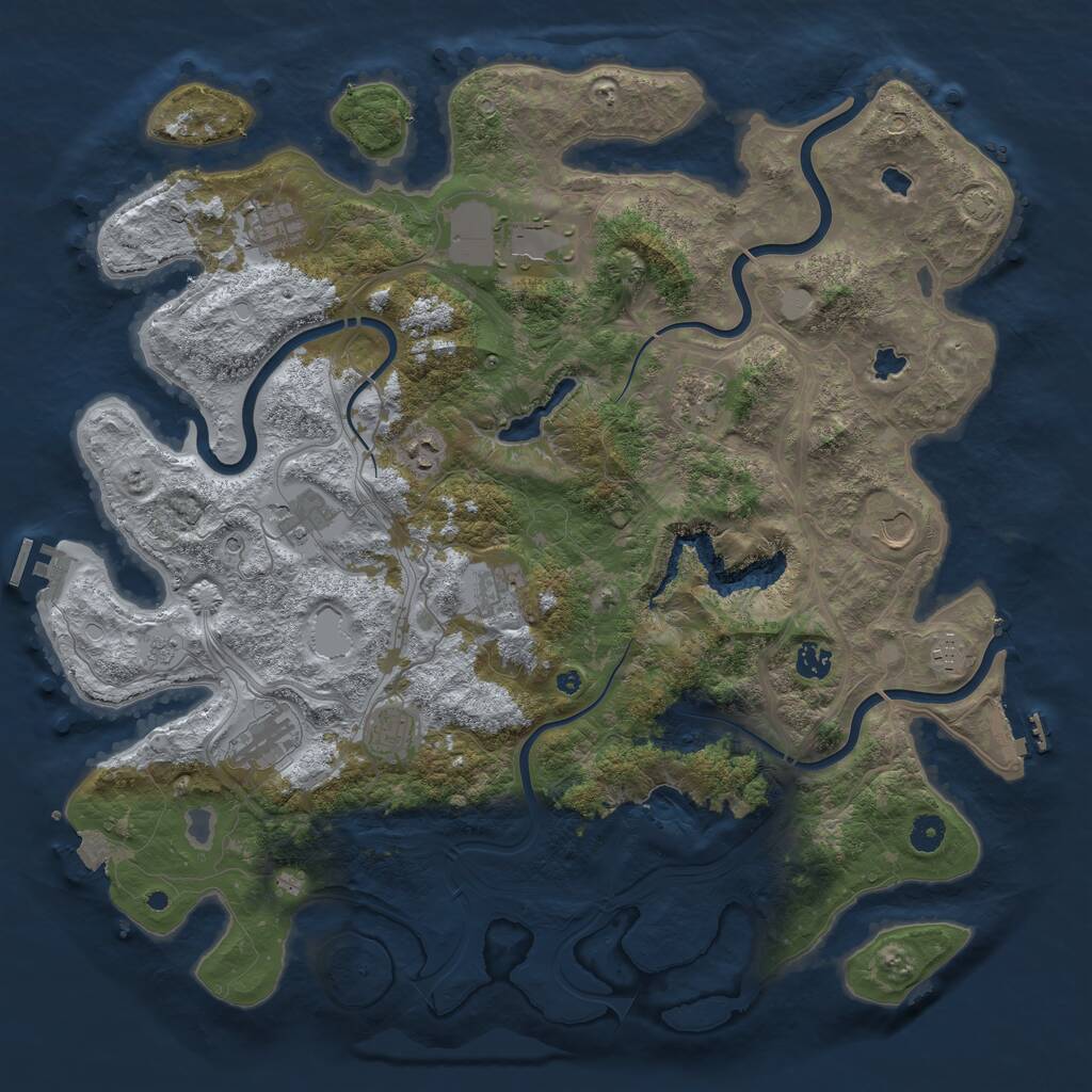 Rust Map: Procedural Map, Size: 4500, Seed: 1687333129, 17 Monuments