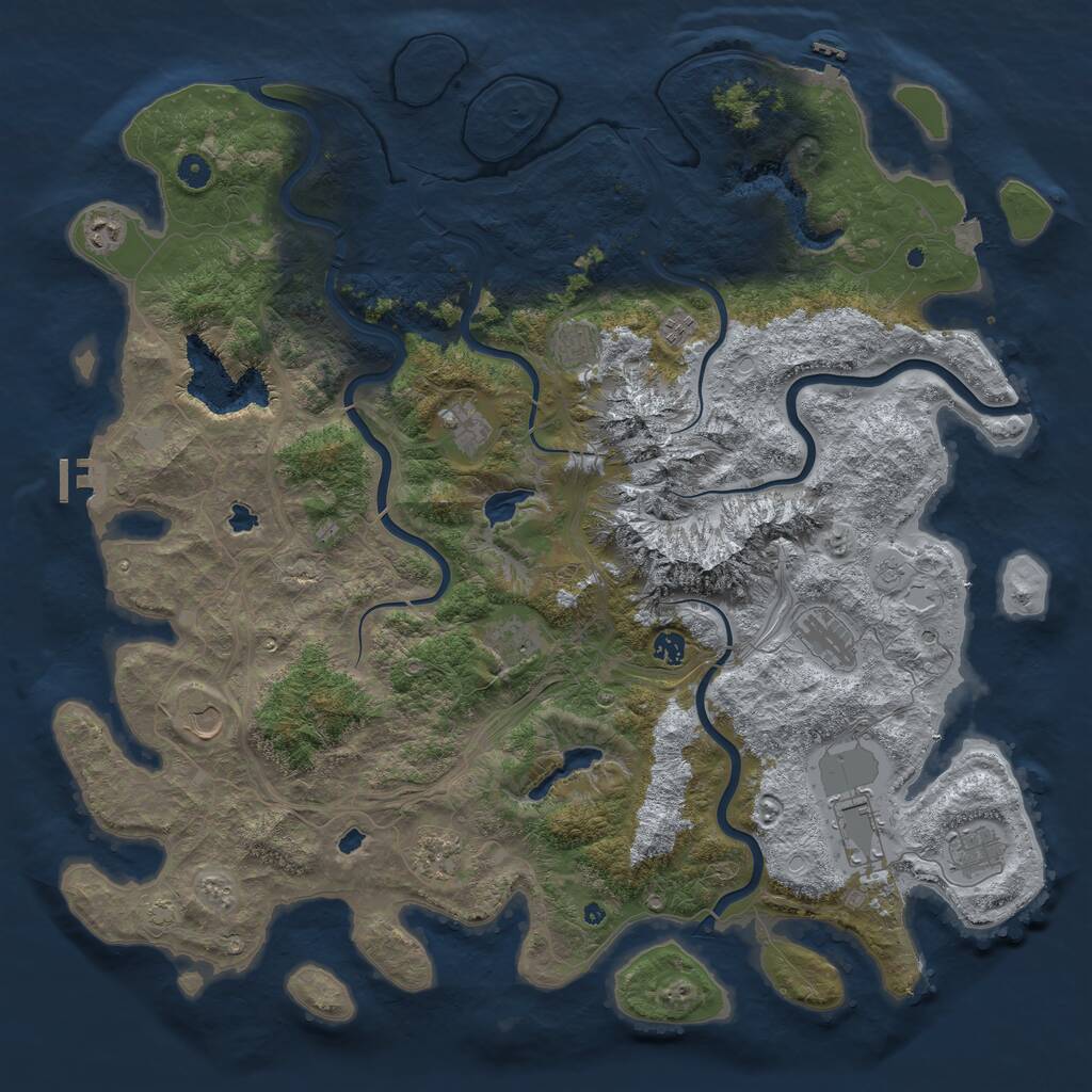 Rust Map: Procedural Map, Size: 5000, Seed: 1160899573, 17 Monuments