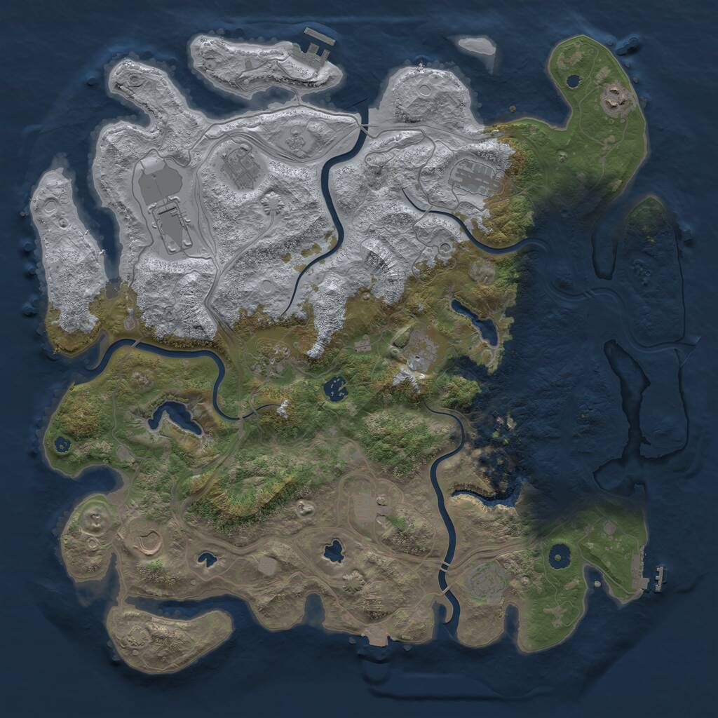 Rust Map: Procedural Map, Size: 4500, Seed: 1945821663, 17 Monuments