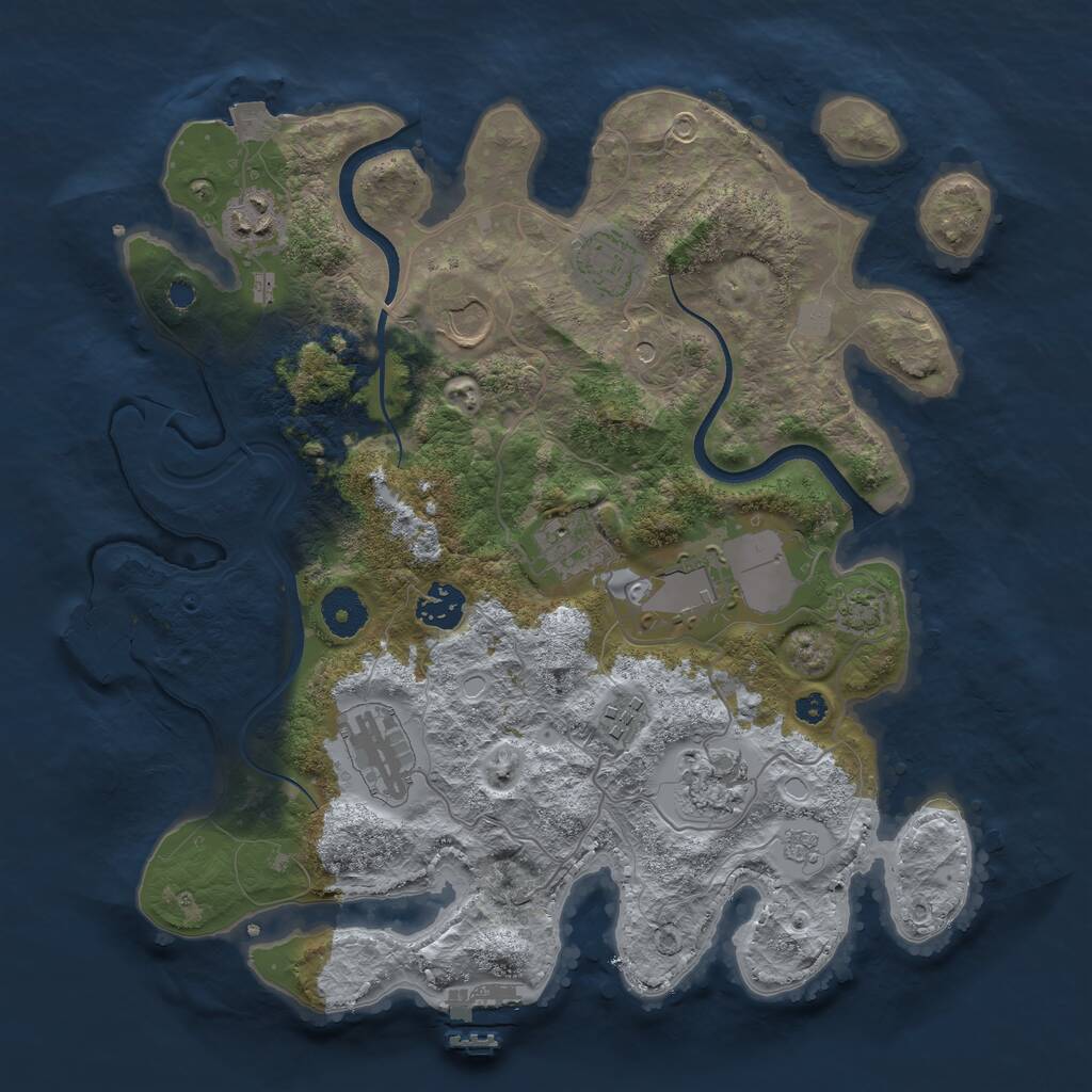 Rust Map: Procedural Map, Size: 3500, Seed: 1957690532, 15 Monuments