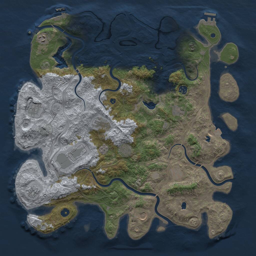Rust Map: Procedural Map, Size: 4500, Seed: 734576, 17 Monuments