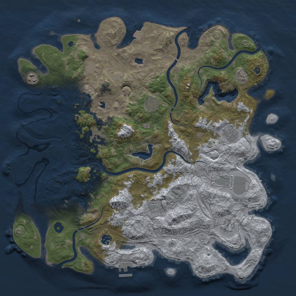 Rust Map: Procedural Map, Size: 4500, Seed: 972300909, 16 Monuments
