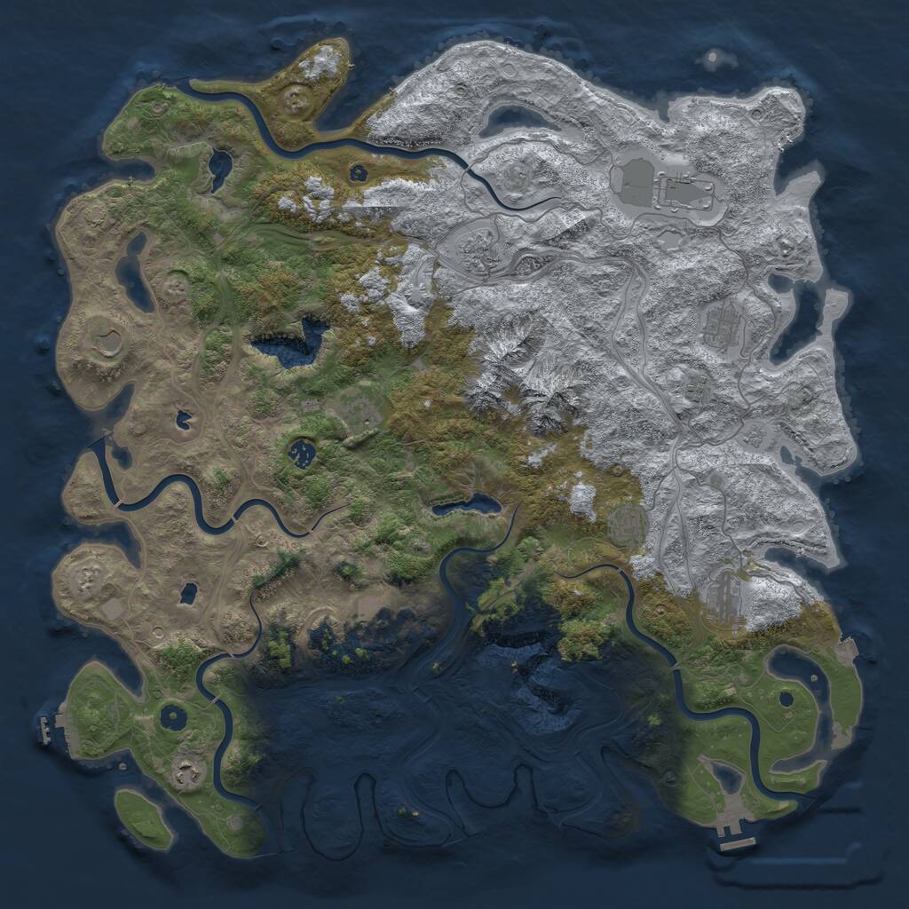 Rust Map: Procedural Map, Size: 5150, Seed: 7700000, 17 Monuments