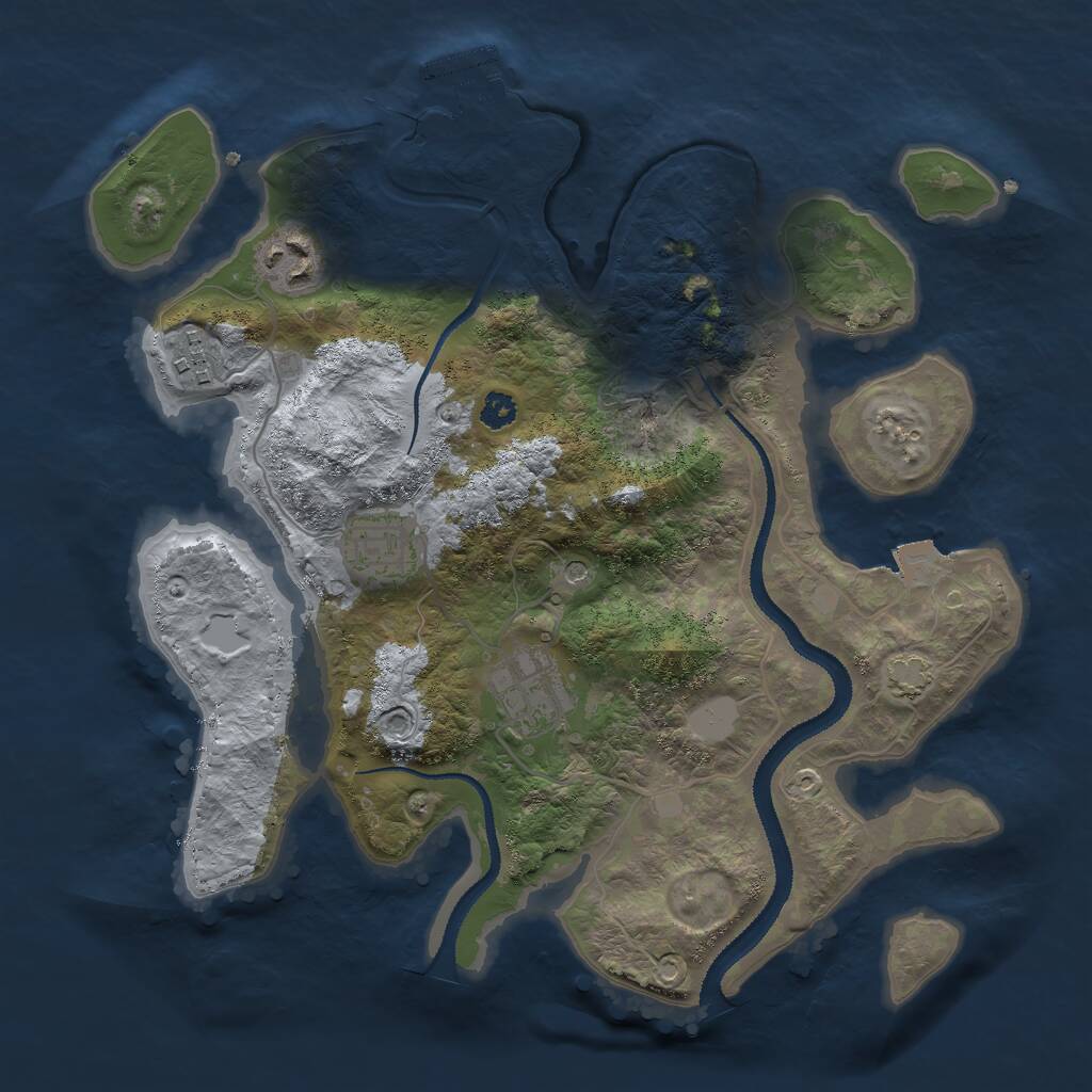 Rust Map: Procedural Map, Size: 3000, Seed: 457488, 8 Monuments