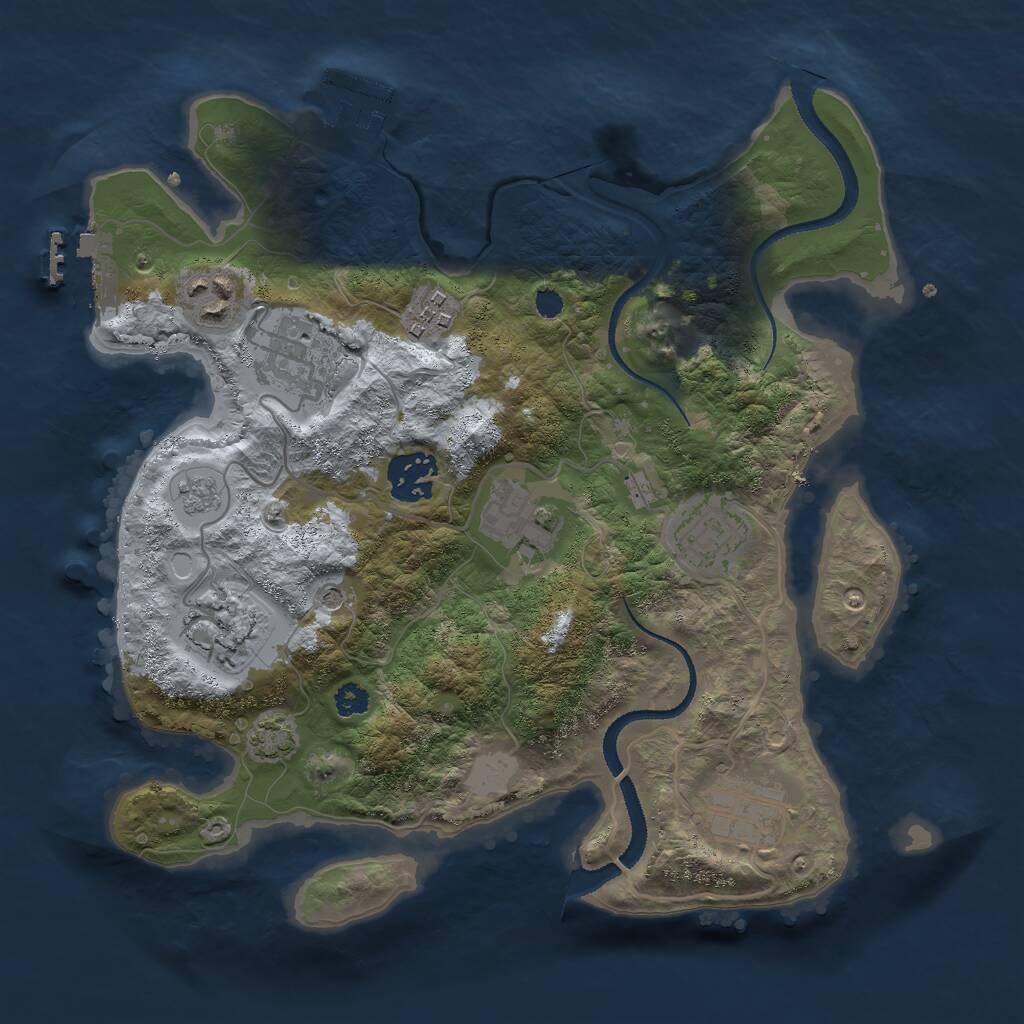 Rust Map: Procedural Map, Size: 3000, Seed: 1341743370, 14 Monuments