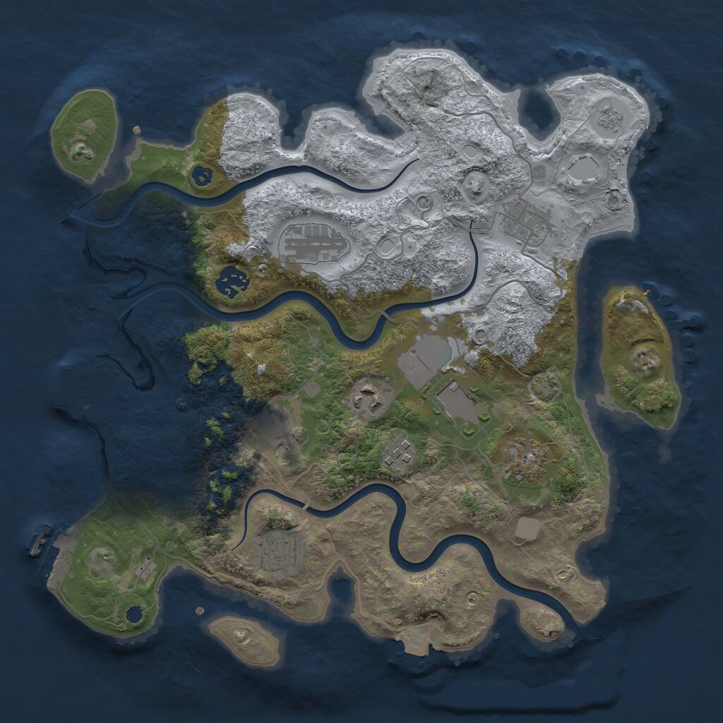 Rust Map: Procedural Map, Size: 3500, Seed: 1804783688, 15 Monuments