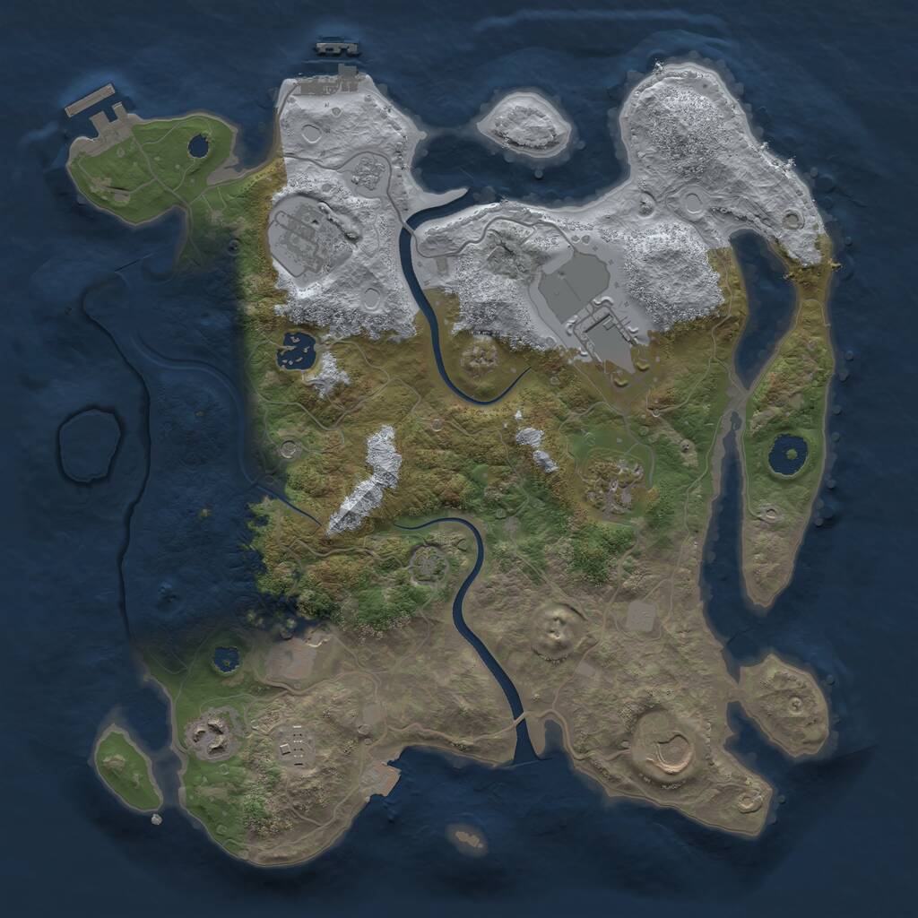Rust Map: Procedural Map, Size: 3500, Seed: 167380586, 14 Monuments