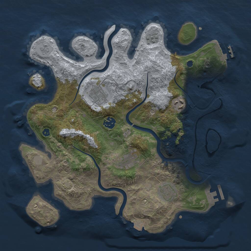 Rust Map: Procedural Map, Size: 3255, Seed: 791121399, 12 Monuments