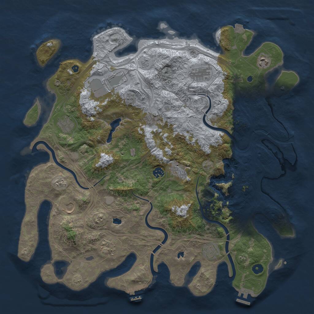 Rust Map: Procedural Map, Size: 4500, Seed: 12422450, 17 Monuments