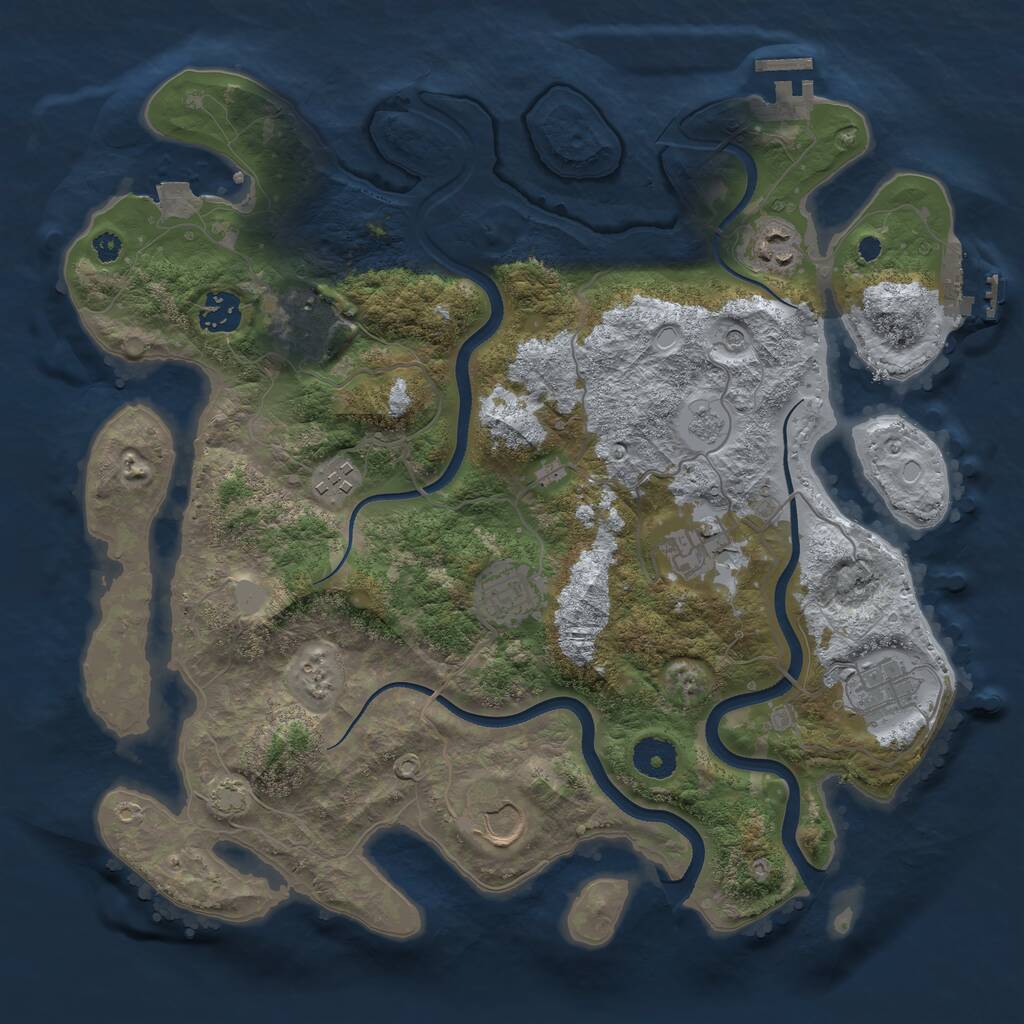 Rust Map: Procedural Map, Size: 3600, Seed: 799856273, 14 Monuments