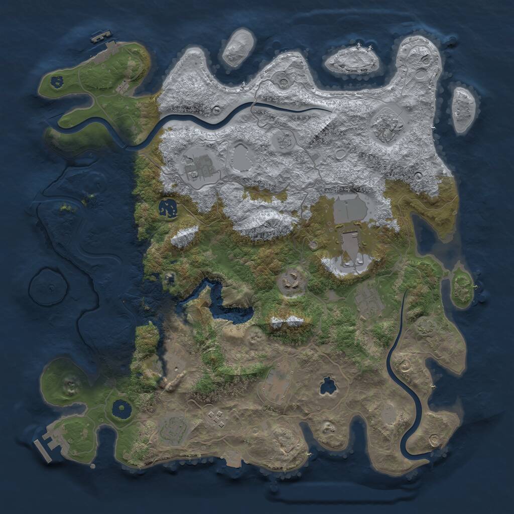 Rust Map: Procedural Map, Size: 4000, Seed: 65722, 16 Monuments