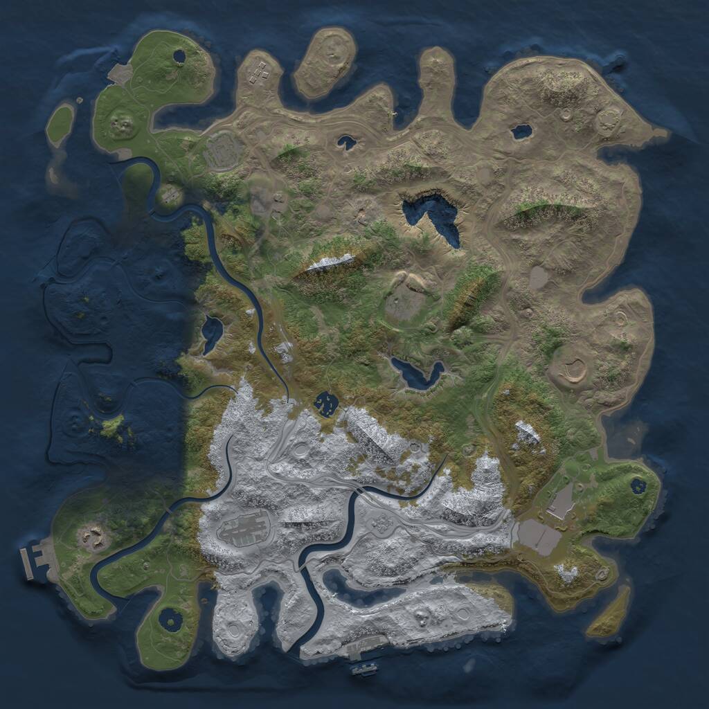 Rust Map: Procedural Map, Size: 4500, Seed: 1409423347, 15 Monuments