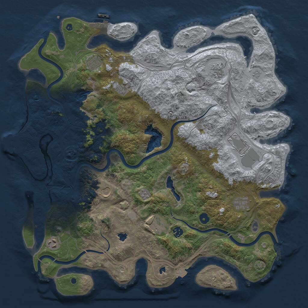 Rust Map: Procedural Map, Size: 4500, Seed: 120525, 16 Monuments