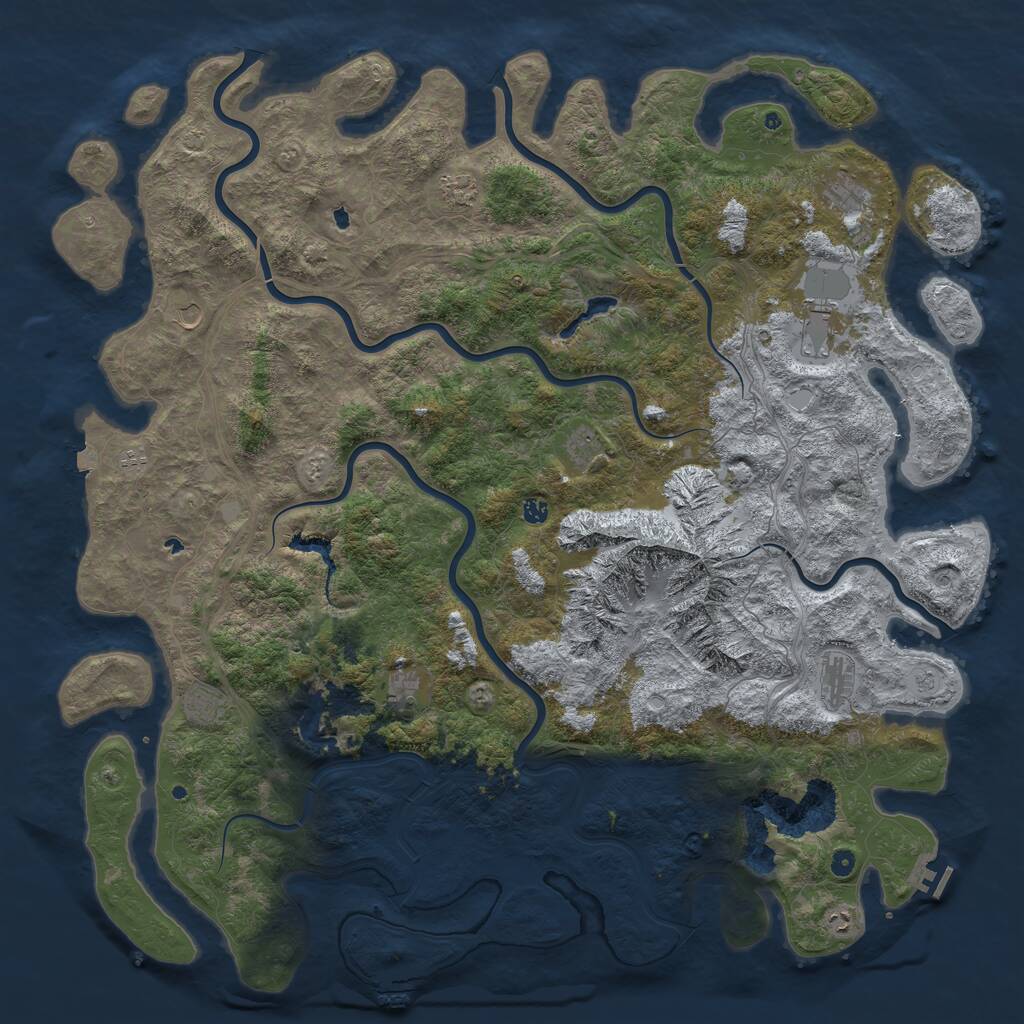 Rust Map: Procedural Map, Size: 6000, Seed: 437678256, 17 Monuments