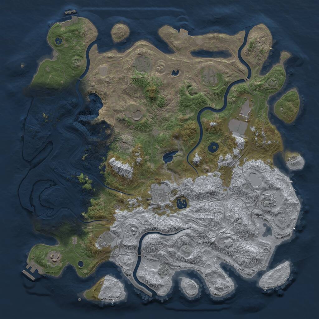 Rust Map: Procedural Map, Size: 4500, Seed: 170170142, 16 Monuments