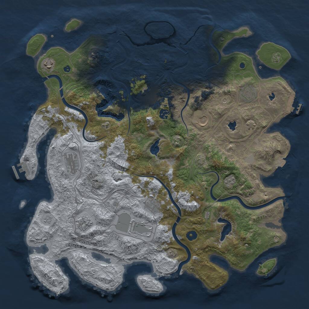 Rust Map: Procedural Map, Size: 4500, Seed: 18365497, 16 Monuments