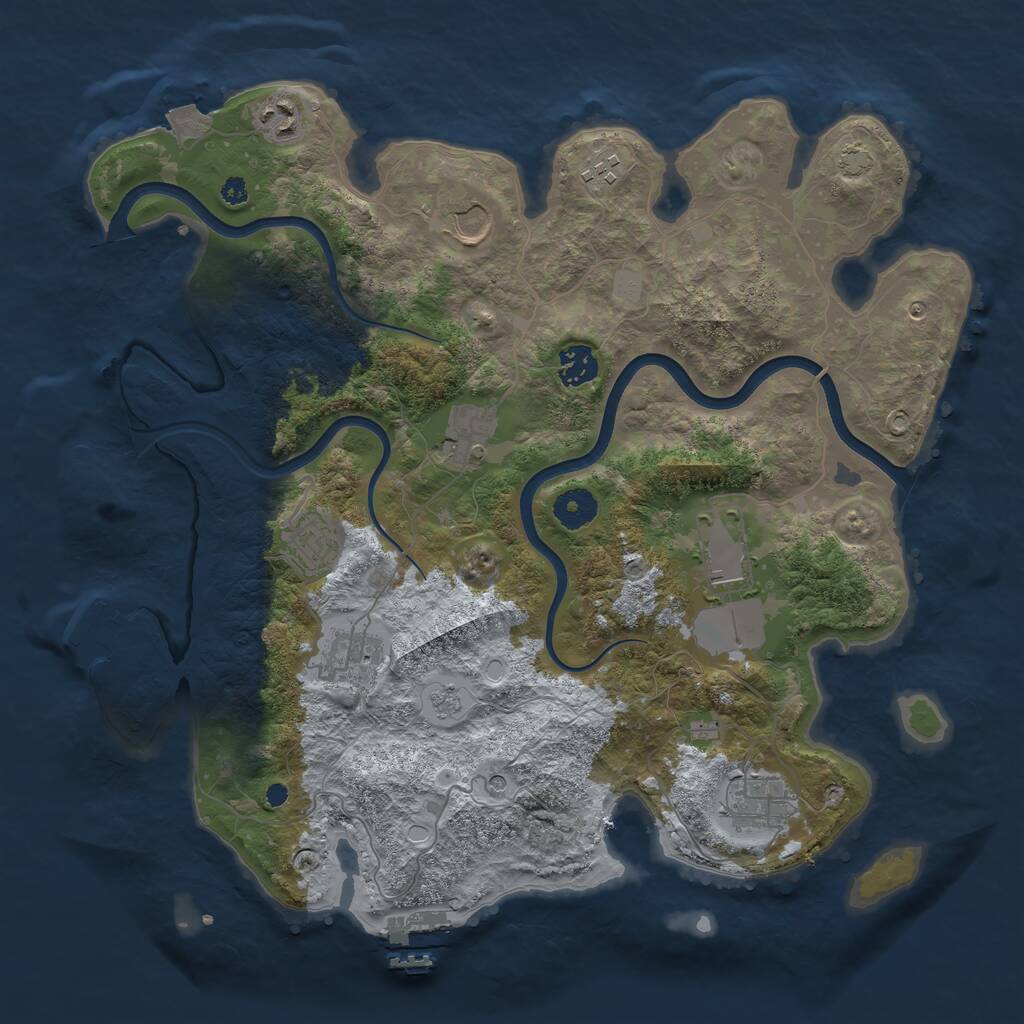 Rust Map: Procedural Map, Size: 3750, Seed: 2081604945, 15 Monuments