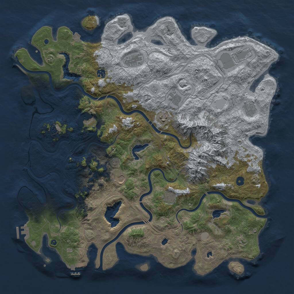 Rust Map: Procedural Map, Size: 5000, Seed: 1820662151, 17 Monuments