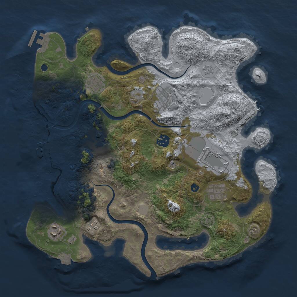 Rust Map: Procedural Map, Size: 3500, Seed: 243295580, 14 Monuments