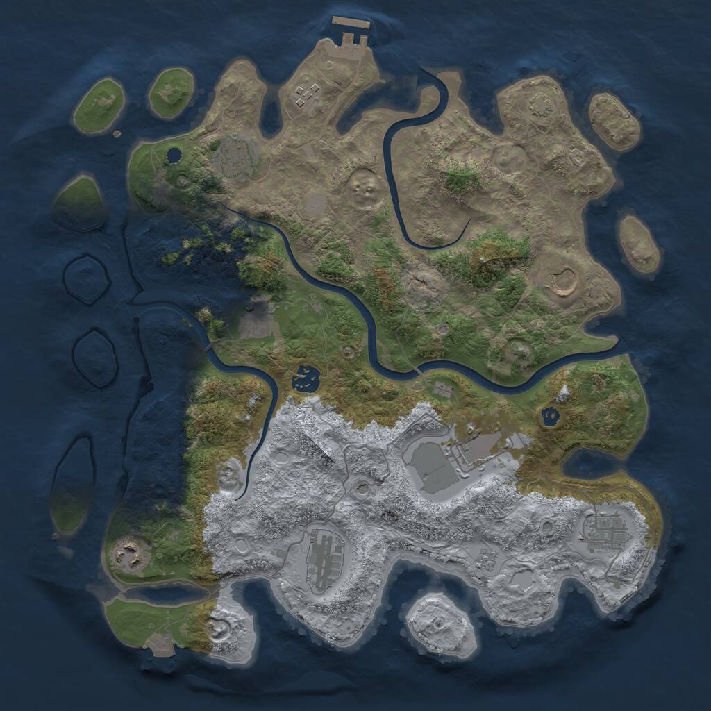 Rust Map: Procedural Map, Size: 3800, Seed: 898985, 14 Monuments