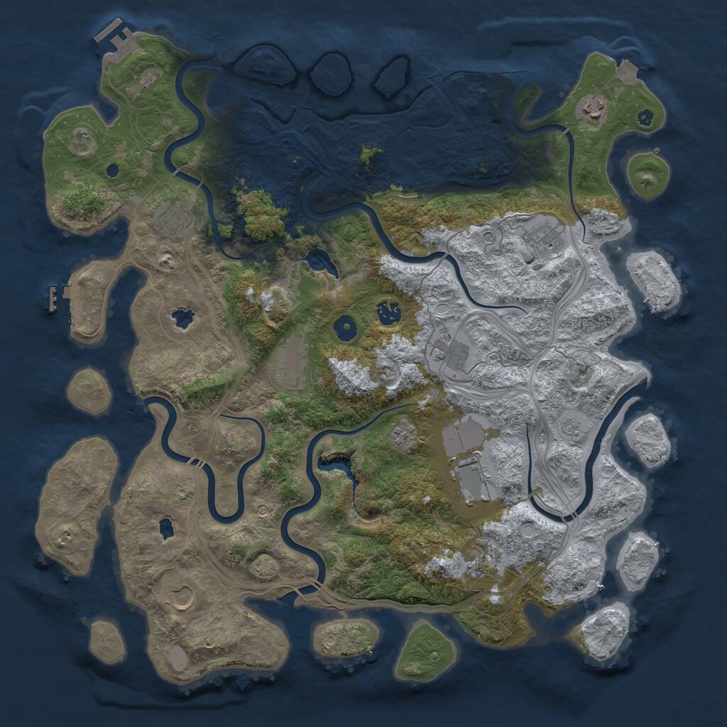 Rust Map: Procedural Map, Size: 4500, Seed: 2035438287, 16 Monuments