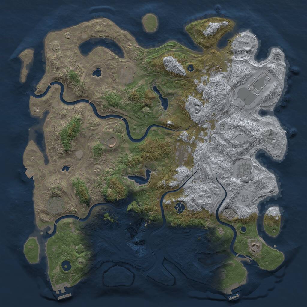 Rust Map: Procedural Map, Size: 4500, Seed: 1231669184, 16 Monuments