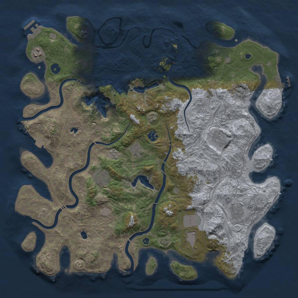 Rust Map: Procedural Map, Size: 4500, Seed: 291642337, 15 Monuments