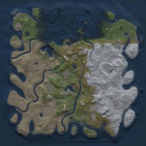 Thumbnail Rust Map: Procedural Map, Size: 4500, Seed: 291642337, 15 Monuments