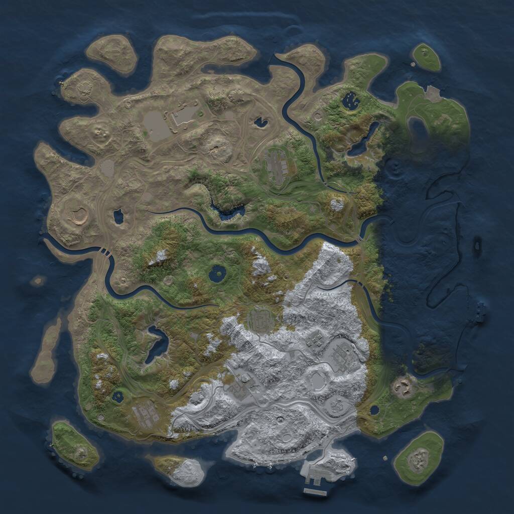 Rust Map: Procedural Map, Size: 4500, Seed: 229655156, 16 Monuments