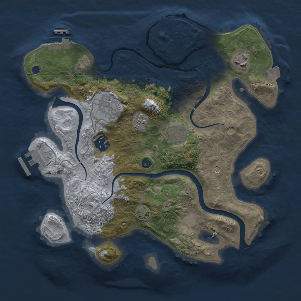 Rust Map: Procedural Map, Size: 3000, Seed: 2061487312, 10 Monuments