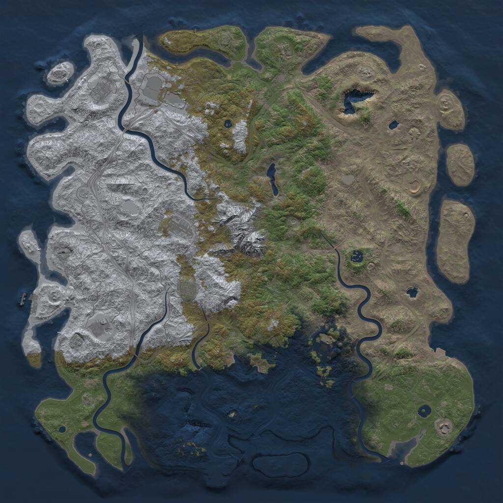 Rust Map: Procedural Map, Size: 6000, Seed: 78495276, 17 Monuments