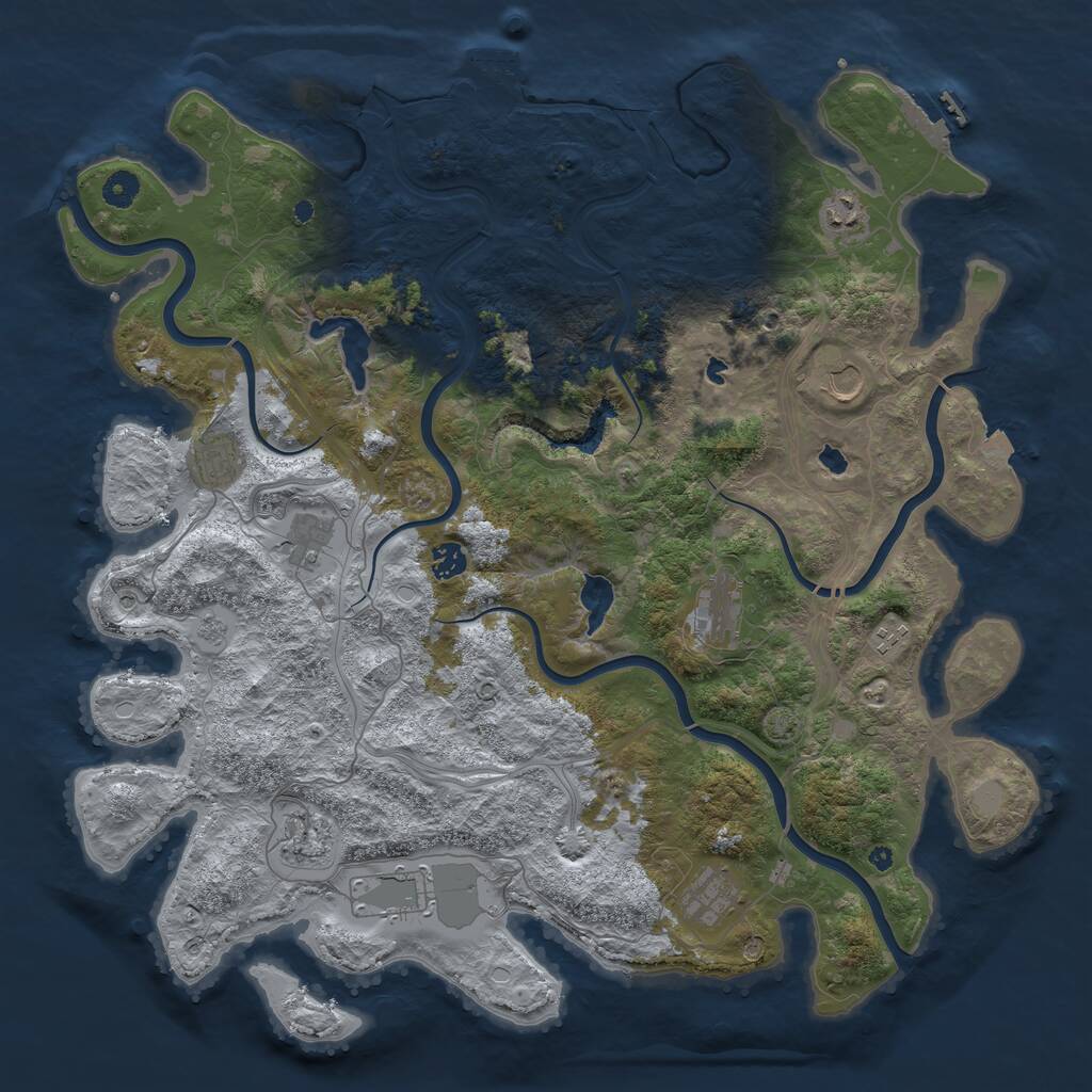 Rust Map: Procedural Map, Size: 4500, Seed: 225374100, 16 Monuments