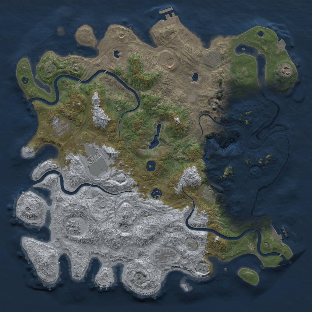 Rust Map: Procedural Map, Size: 4500, Seed: 353294284, 16 Monuments