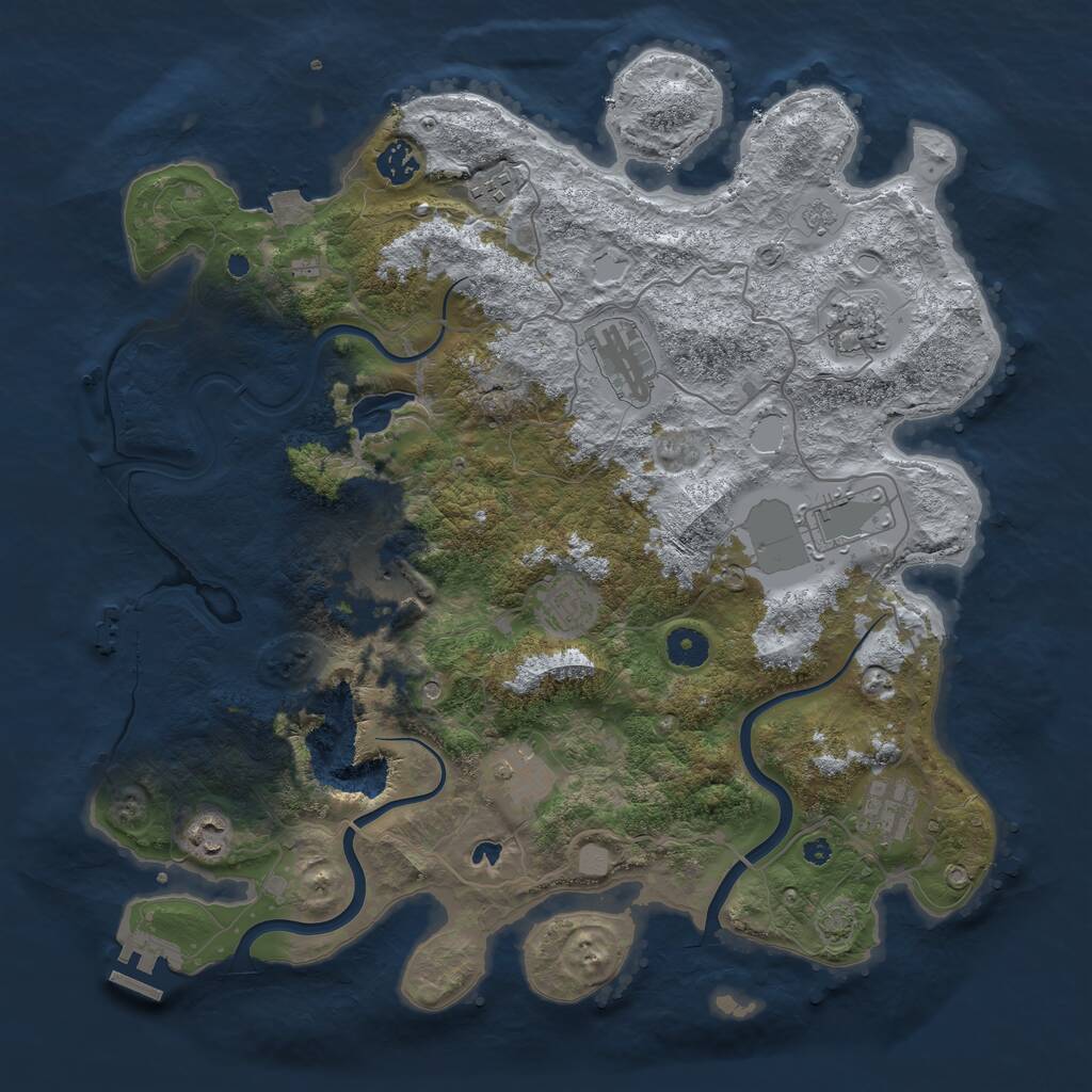 Rust Map: Procedural Map, Size: 4000, Seed: 1346725349, 16 Monuments