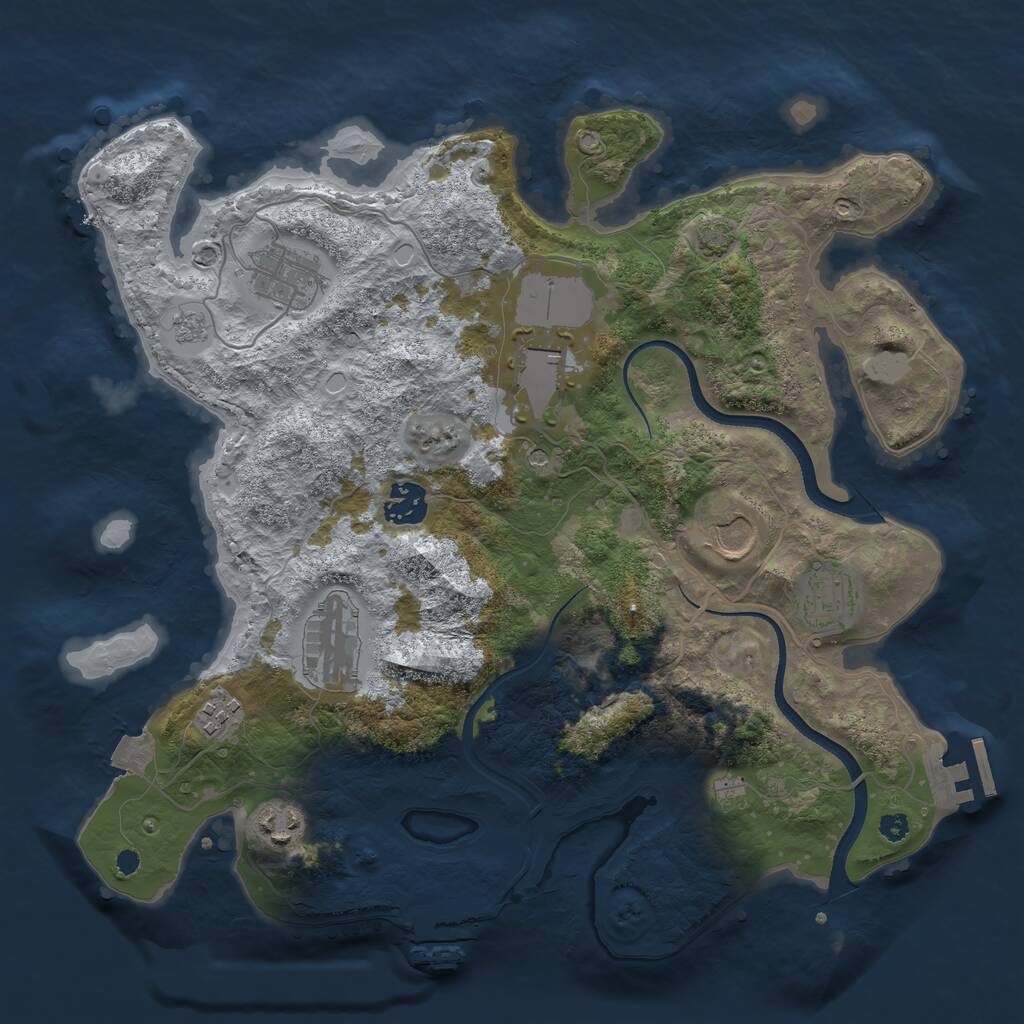 Rust Map: Procedural Map, Size: 3500, Seed: 939294385, 14 Monuments