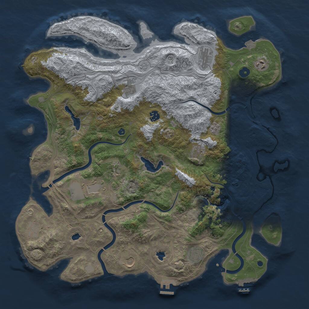 Rust Map: Procedural Map, Size: 4500, Seed: 27998150, 17 Monuments