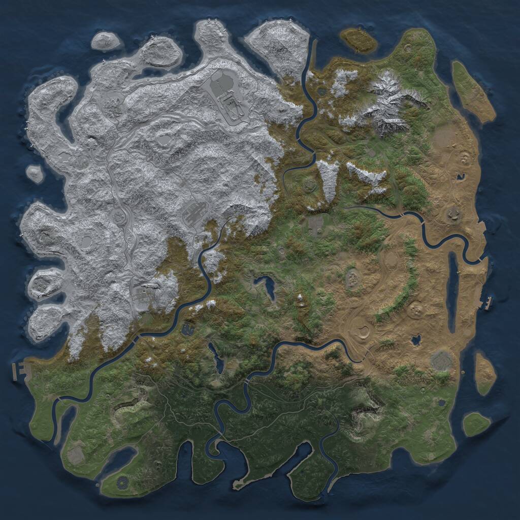 Rust Map: Procedural Map, Size: 6000, Seed: 1184134111, 19 Monuments
