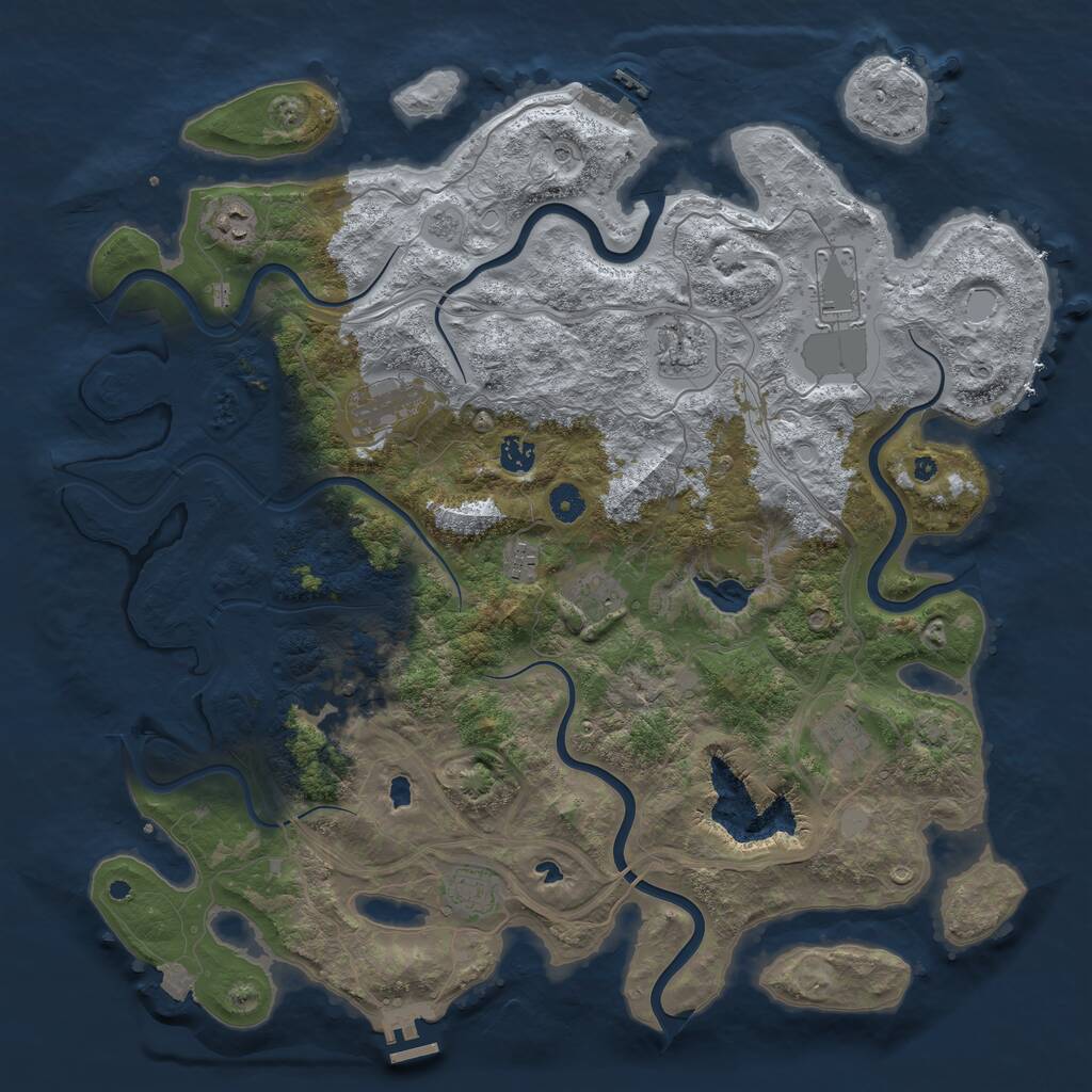 Rust Map: Procedural Map, Size: 4500, Seed: 1343451980, 16 Monuments